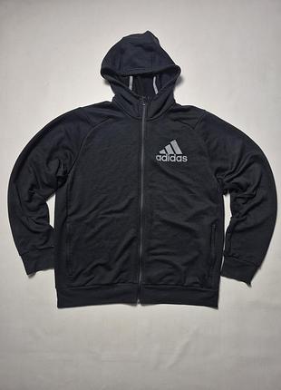 Черная олимпийка кофта худи adidas prime climalite на молнии размер xl