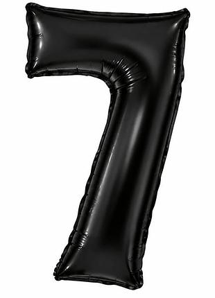 Фольгированная шарик-цифра 7 amscan silk lustre black, 86 см, черная, декоративная