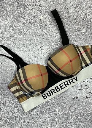 Стильный топ-бра burberry в клетку (р. xs-s) / верх от купальника / кроп-топ