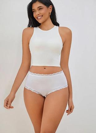 Женские хлопковые трусики слипые с кружевом comfort inspiration (1954-50-03) белый xxl