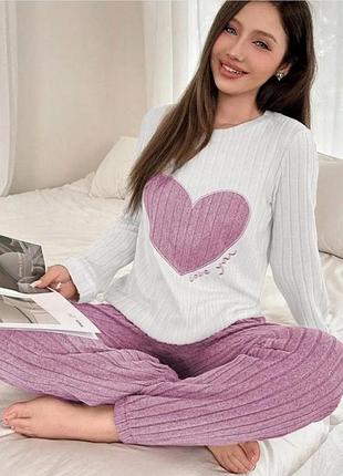 Ніжний домашній костюм піжама soft heart (2009-46-02) бузковий 46 macarena (l)