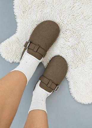Утеплені замшеві сабо / мюлі new look comfort з хутром (р. 39)