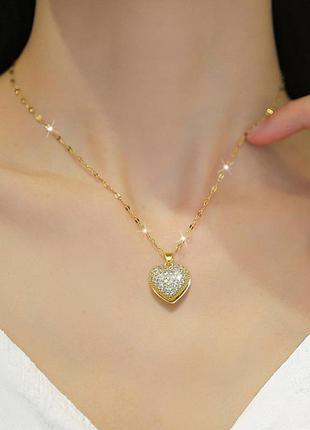 Женская подвеска pearl in heart (1556-01) золотой 44см