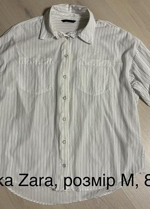 Жіноча сорочка zara в смужку біла розмір m