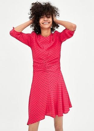 Асиметрична сукня в горошок zara