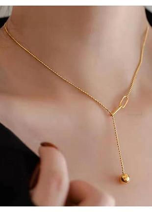 Женская подвеска golden ball secret (1638-01) золотой 42см