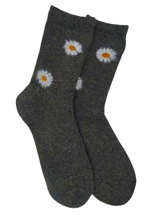 Шкарпетки теплі жіночі з вовни сhamomile no brand 922-01 темно-сірий 36-41 1 шт