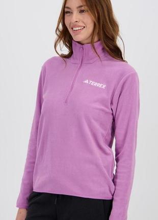 Женская спортивная флисовая кофта adidas terrex толстовка хайкинг-свитшот лавандового фиолетового цвета