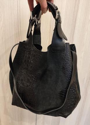 Сумка genuine leather итальялия кожа, замша