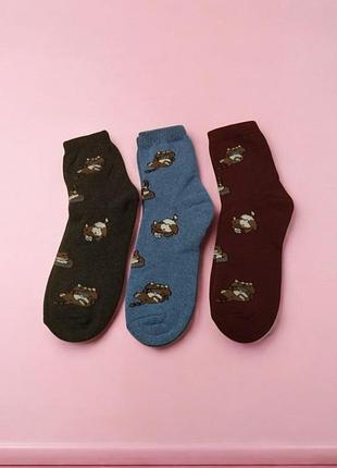 Набір жіночих махрових шкарпеток happy cats (1500-36-41) комбінований 36-41 no brand