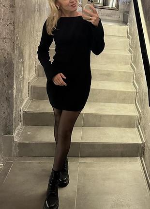 Чорна міні сукня в рубчик h&m