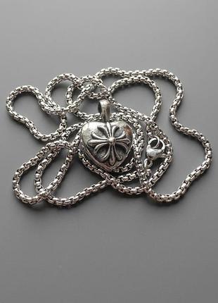 Кулон унісекс chrome hearts серце з нержавіючої сталі