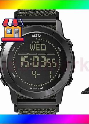 Bs годинник чоловічий водостійкий best mix тактичний north edge besta trail green з компасом (2 ремінц bas77/n