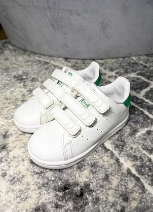 Кросівки дитячі adidas originals stan smith cf білі із зеленим