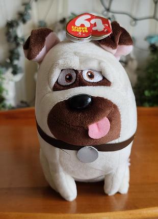 Оригинальная мягкая игрушка мопс мел секреты домашних животных ty beanie babies me