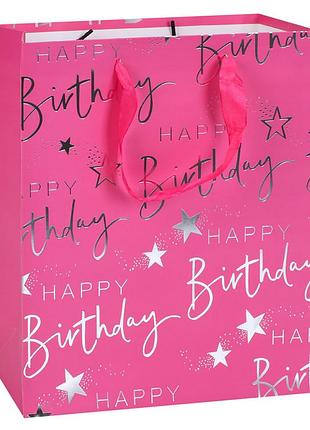 Пакет подарочный happy birthday mk 5947-m(pink) размер 32х25х11 см