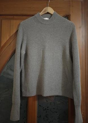 Кофта шерсть кашемір, светр теплий в рубчик