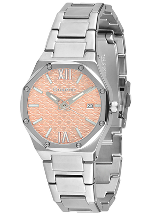 Жіночий годинник guardo premium 012713-1 сталевий корпус сталевий браслет персиково-рожевий циферблат з датою