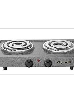 Електроплита 2000вт 2комф. (1000вт 1000вт, широкий тен) vhp162d-gray тм vilgrand