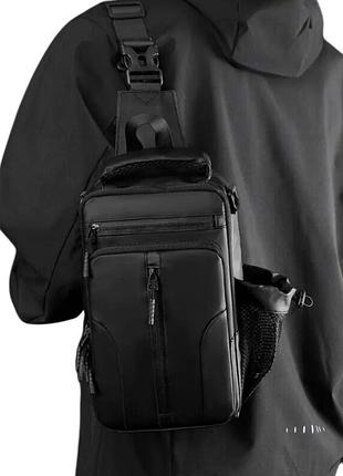 Універсальна чоловіча багатофункціональна сумка black comfort expert no brand 1362-02 чорний