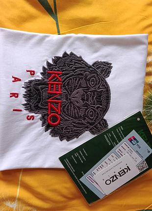 Нова оверсайз футболка kenzo з вишивкою тигра (розмір m)