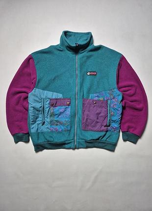 Винтажная флисовая кофта eider колорблок ретро кофта на молнии l-xl