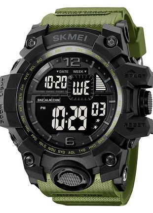 Мужские тактические часы skmei 2245ag army green arch с электронным циферблатом и подсветкой