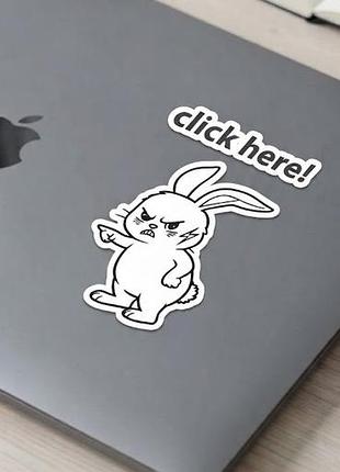 Наліпка інтер'єрна «click here!» із зайчиком, нова