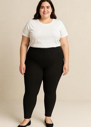 Лосины в рубчик на плотной байке 4xl черные ласточка 52501