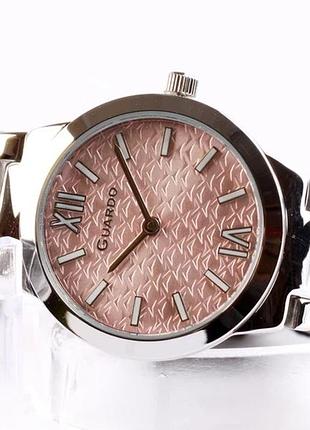 Жіночий годинник guardo premium 012736-1 сталевий корпус сталевий браслет рожевий циферблат