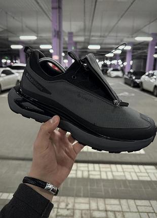 Термо кроссовки salomon odyssey черно-серые для мужчин в дождливую погоду с мембраной gore tex саломон