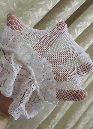 Белые чулки в сеточку 3