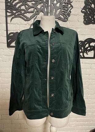 Смарагдова вельветова куртка-сорочка denim & co (розмір m/l) – ідеальний стан!