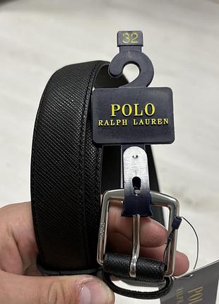 Ремінь чоловічий polo ralph lauren шкіряний чорний 32 розмір