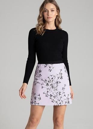Брендовая жаккардовая юбка мини "miss selfridge" с цветочным принтом. размеры uk14/eur42.