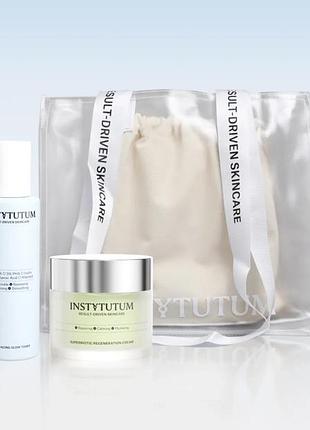 Тонер з aha & pha кислотами instytutum resurfacing glow toner, 150 мл, крем instytutum superbiotic regenerating cream, 50 мл шопер tote bag