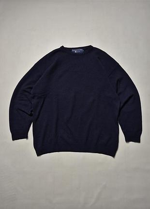 Винтажный шерстяной свитер woollen classics 100% шерсть с наклейками l