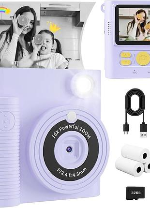 Дитячий фотоапарат з миттєвим друком diy instant digital camera abs-681b фотоапарат для дітей із папером для друку
