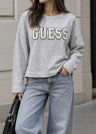 Кофта реглан бомбер худи guess котон пуловер свитшот  хлопковая кофта логотип тедди