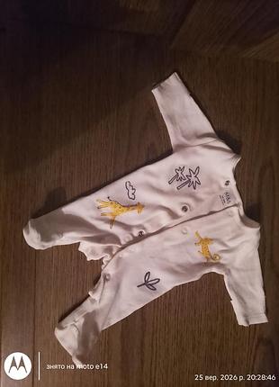 Боді для хлопчиків/дівчаток m&s біле з тваринним принтом