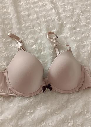 Базовый бюстгальтер гладкий бюст бежевый лиф hunkemoller 34b 75b 70c