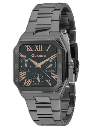 Жіночий годинник guardo premium 012727-4 чорний квадратний корпус чорний браслет чорний циферблат з датою