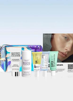 Transforming melting cleanser 20 мл, advanced retinol toner50 мл, superbiotic 15 мл, hydrafusion 15 мл, sunscription 10 мл