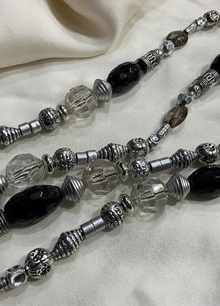 🩶 🖤 💫 вінтажне довге намисто сотуар  в стилі boho chic / tribal / statement jewelry з акрилу 🌟 💫