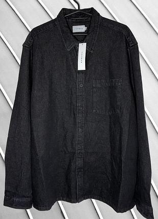 Мужская черная джинсовая рубашка topman xl xxl 54 56 топман рубашка с длинным рукавом джинсовка topman xl xxl 54 56