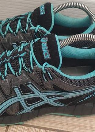 Кросівки жіночі asics gel-fujitrainer 2 gore-tex чорні, бірюзові 39 розмір, довжина устілки 25 см