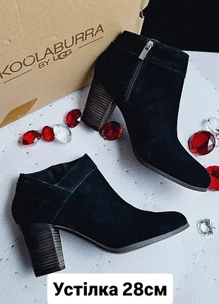 Koolaburra by ugg оринінал чорні замшеві жіночі черевики ботильони великого розміру на підборах