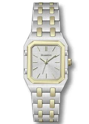 Женские часы guardo premium 012735-2 корпус сталь с золотым безелем комбинированный браслет светлый циферблат