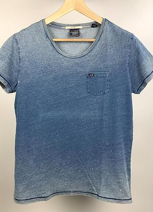 Чоловіча бавовняна футболка scotch soda amsterdams blauw