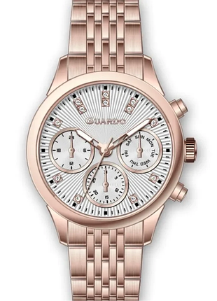 Женские часы guardo premium 012822-4 корпус розовое золото браслет розовое золото светлый циферблат с датой